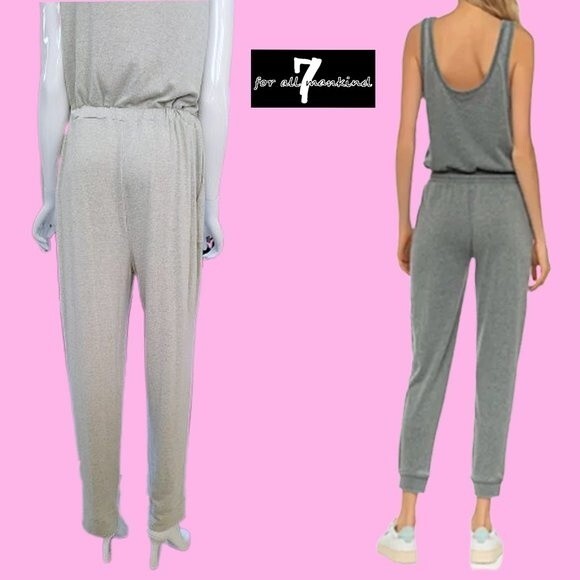 7 FOR ALL MANKIND NEW Minimalist Drawstring Scoop Neck Cuff Leg Jumpsuit L - Picture 8 of 11
